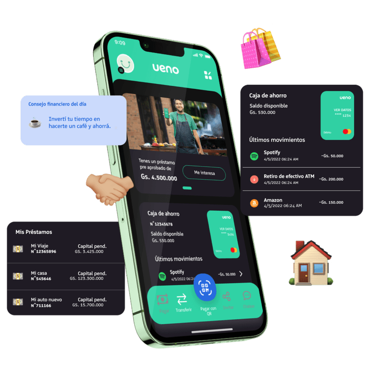 Ueno app mostrando el proceso de retiro de envío